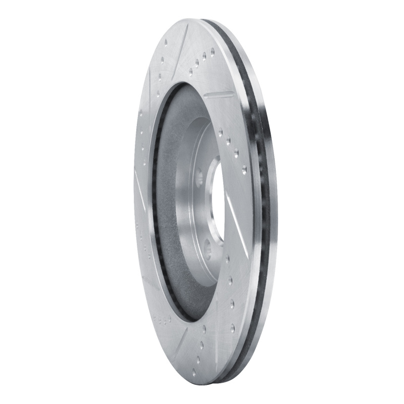 Mazda RX-8 Brake Rotor (1) - Rear Right - R1 Concepts - Drilled & Slotted - Silver - `04-`11